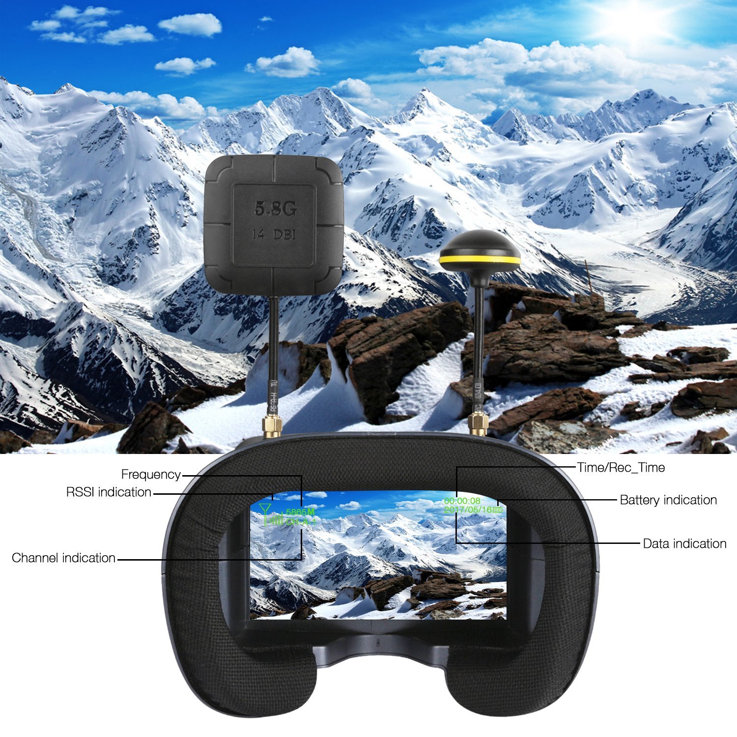 Okulary FPV 008D 5.8G 40CH 4.3 – Skyzone Cobra X V2 Fpv Goggles recenzja i cena