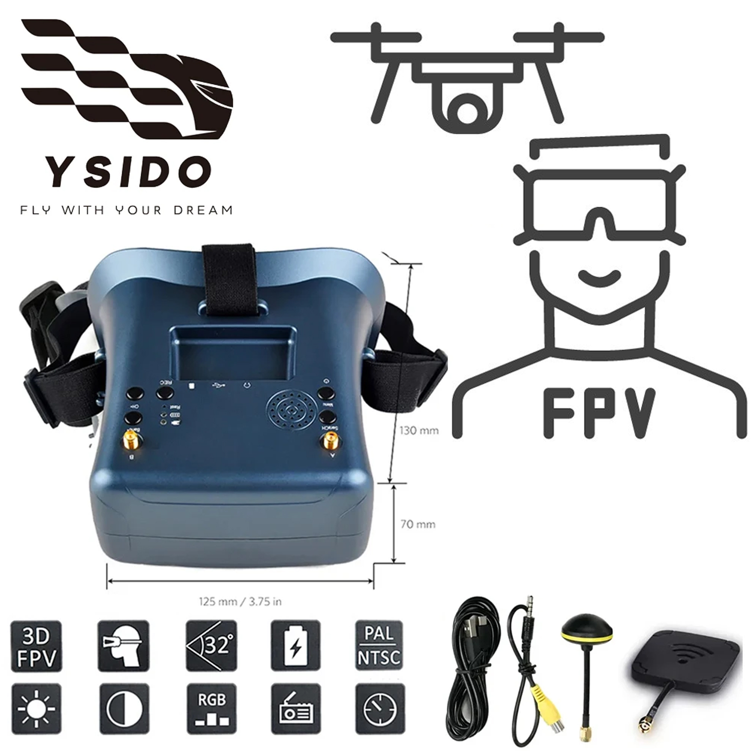 Okulary FPV 008D 5.8G 40CH 4.3 – Skyzone Cobra X V2 Fpv Goggles recenzja i cena